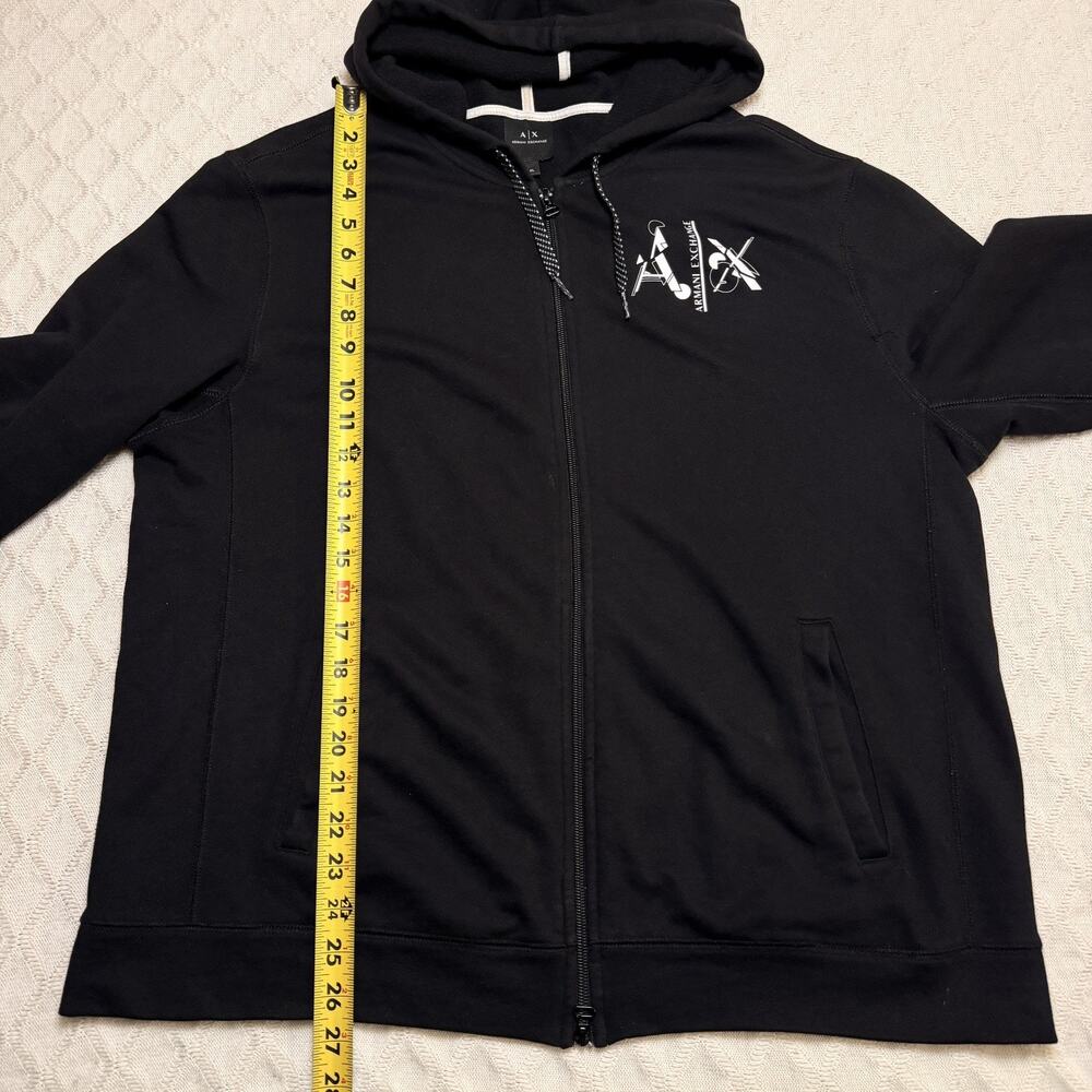 Armani Exchange Hoodie Mens XL Black Spell Out Full Zip Hooded Warm Up - Picture 6 of 6